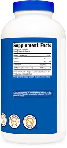 CLA 2.400mg, 240 Softgels – Livre de Glúten, Não-OGM, 800mg por Softgel - Nutricost
