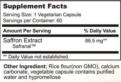 Herbal Nutrition - Saffron Extract 88.5mg 2 Pack 60 Cápsulas por Frasco 100%% Puro Extrato de Açafrão Natural Promove o Bem-Estar, Perda de Peso e Saúde Ocular