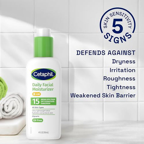 Hidratante Facial Diário FPS 15, 120 ml, para Peles Secas a Normais, Sem Fragrância, Pack com 2 (Embalagem Pode Variar) - Cetaphil