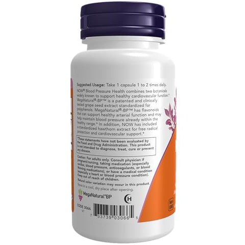 Suplementos, Saúde da Pressão Arterial com MegaNatural®-BP™, Suporte Cardiovascular*, 90 Cápsulas Vegetais - NOW Foods