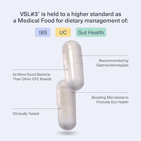 Probióticos para Saúde Digestiva, Cápsulas Probióticas, Alimento Médico para Suporte à Saúde Intestinal em Mulheres - VSL#3