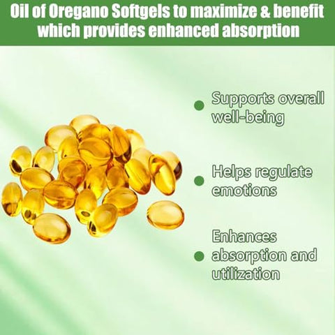 podafu - Óleo de Orégano Softgels 2 em 1, Cápsulas de Óleo de Orégano Orgânico, 6000 mg de Óleo de Orégano e 200 mg de Óleo de Semente de Nigela, Não-OGM