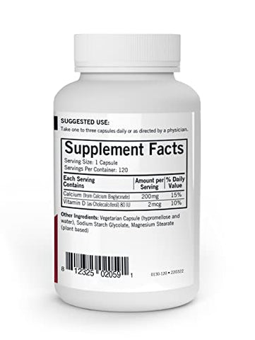 Cálcio 200 mg – 120 Cápsulas – Suporta a Função Cardíaca – Ajuda a Manter Ossos Fortes – Hipoalergênico - Kirkman
