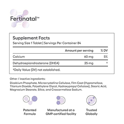 Fertinatal - Suplemento Micronizado de DHEA para Mulheres, Cápsulas Naturais de DHEA 25mg, Suplementos de Fertilidade para Mulheres (84 Cápsulas – Fornecimento de 28 Dias)