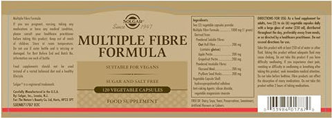 SOLGAR - Solgar Cápsulas de Fibra Vegetal, 120 Unidades – Alta Qualidade e Nutrição