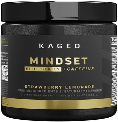 Nootrópico Kaged | Mindset Elite | Suplemento para Foco e Produtividade | Cafeína Orgânica | Suporta Memória de Trabalho, Foco, Energia e Humor* | Strawberry Lemonade – 30 Porções