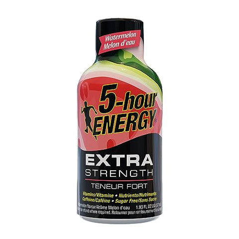 Living Essentials - 5-Hour Energy Shot Extra Strength Sem Açúcar Sabor Melancia 1,93 oz (Embalagem com 12) – Energético de Marca