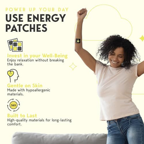 Energy Patches com Cafeína, Extrato de Chá Verde, Extrato de Folha de Hortelã-Pimenta, Vitamina B3 e Vitamina B6 – para Aumentar a Vigília Matinal - Klova