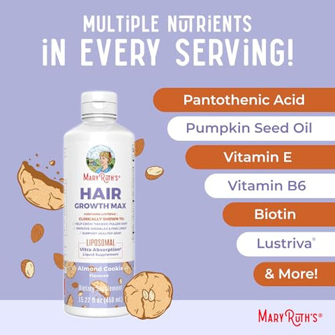 MaryRuth Organics - MaryRuth’s Óleo de Semente de Abóbora Liposomal Biotina 10000mcg – Cabelos Mais Espessos e Pele Saudável – 450ml