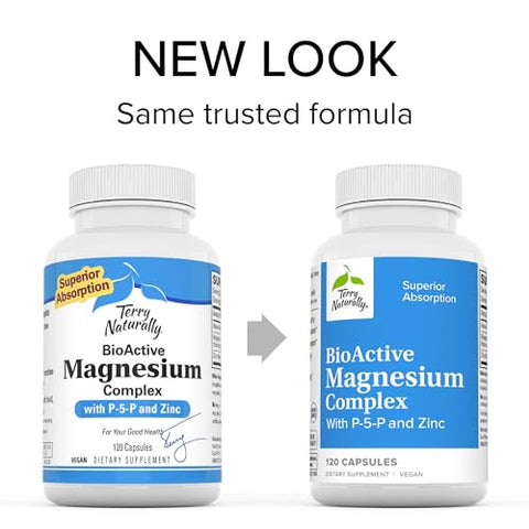 BioActive Magnesium Complex – 120 Cápsulas – com Vitamina B6 | Complexo de Magnésio Bioativo - Terry Naturally