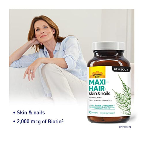Maxi-Hair – Suplemento Capilar 2000mcg Biotina | Cabelos Fortes e Saudáveis - Country Life