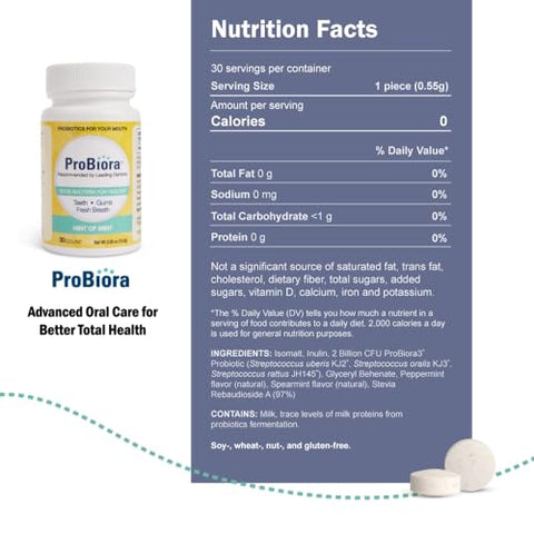 ProBiora Health - ProBiora: Probióticos Orais para Dentes e Gengivas | Saúde Oral Melhorada | Tratamento para Mau Hálito em Adultos | ProBiora3 Patenteado | Clareamento Dental | 100% Natural