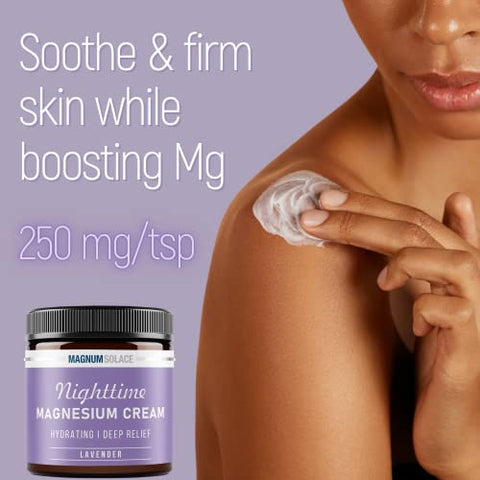 Magnum Solace - Loção de Magnésio Noturna – Creme de Magnésio para Aplicação nas Pernas, Braços ou Peito – Cloreto de Magnésio Tópico – Fabricado nos EUA e Seguro para Crianças (Lavanda)
