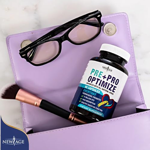 Probióticos Pro Optimize para Mulheres, Menopausa, Saúde Digestiva – Alívio para Inchaço, Ondas de Calor, Suporte Articular, Suores Noturnos – Saúde Intestinal - NEW AGE