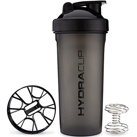 Kit com 3 Garrafas de 45 ml para Shake de Proteína, Copos Grandes com Misturador de Bola, Garrafa Extra Grande com Alça (Cores Escuras) - Hydra Cup