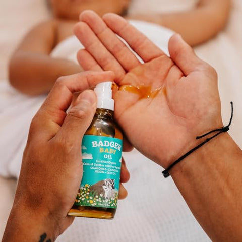 Óleo de Bebê Badger, Camomila – Hidratação Suave para a Pele Delicada – 100% Natural – 120ml