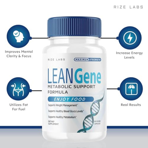 rize labs - Lean Gene Suplemento – Fórmula de Suporte Metabólico, Perda de Peso Avançada, Cápsulas de Máxima Potência – LeanGenex Natural – 2 Pacotes