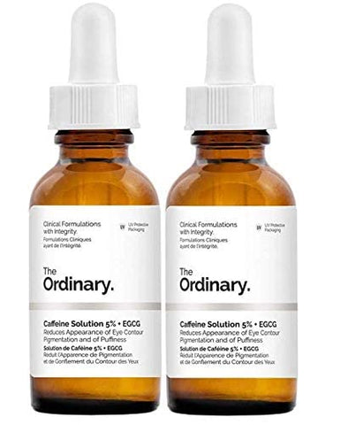 THE ORDINARY - Solução de Cafeína 5%% EGCG The Ordinary (30ml): Reduz a Aparência de Pigmentação e Inchaço no Contorno dos Olhos – Pacote com 2 Unidades