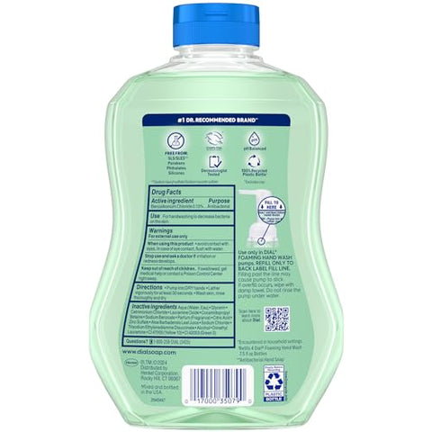 Dial - Recarga de Sabonete Líquido Antibacteriano Dial Espuma, Pera Fresca, 30 ml Pack com 4