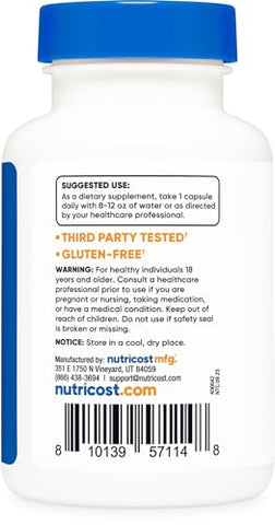 Cápsulas de Lactoferrina (60 Cápsulas, 300mg) Testadas por Terceiros, Livre de Glúten, Vegetarianas, Conformes com GMP, Produto Não-OGM – 60 Porções - Nutricost