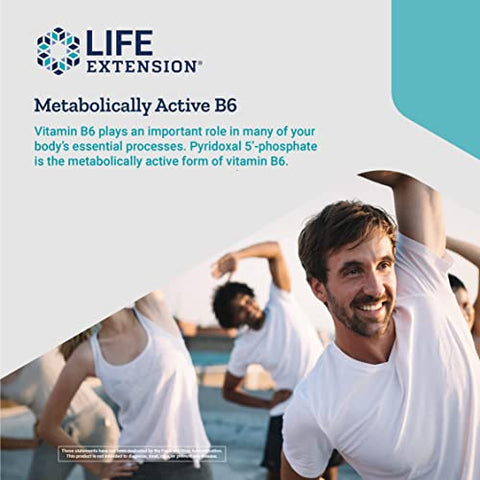 Pyridoxal 5′-Phosphate Caps – Vitamina B6, 100 mg, B6 bioativa para cardiovascular e rins - Life Extension