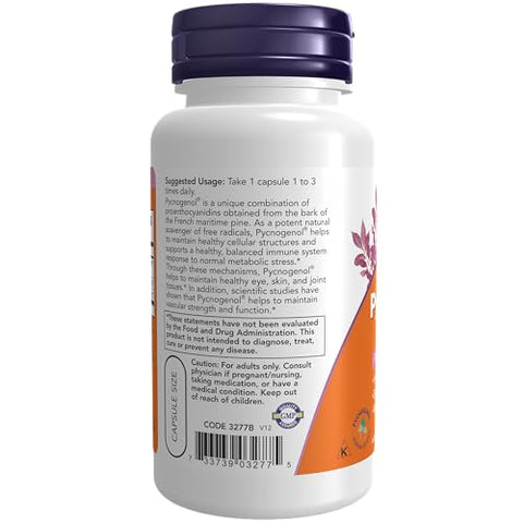 Supplements, Pycnogenol 60 mg com Acerola – Combo Único de Proantocianidinas do Pinheiro Marítimo Francês – 60 g - NOW Foods