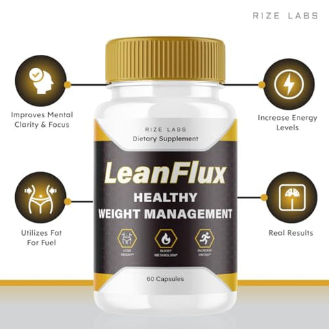 rize labs - LeanFlux – Lean Flux Emagrecimento para Aumentar os Níveis de BAT, Avaliações Leanflux Não-OGM Cápsulas de Suplemento Fáceis de Engolir, Ganhe Tecido Adiposo Marrom Queima de Gordura (60 Cápsulas)