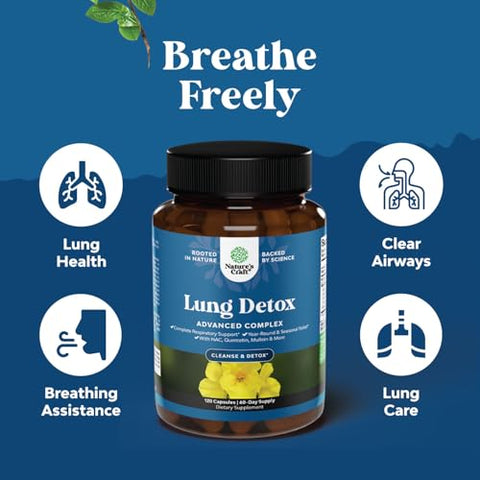 Natures Craft - Cápsulas de Folha de Verbascum para Desintoxicação Pulmonar – Complexo de Limpeza Pulmonar com Verbascum Purificador, NAC e Quercetina