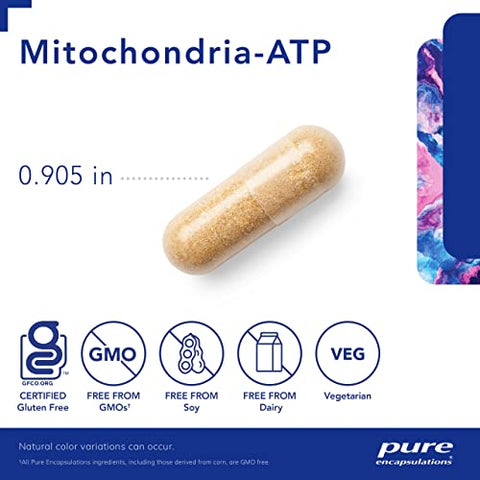 Mitochondria-ATP – Suporte Mitocondrial – Auxílio na Produção de ATP* – com Vitamina C, Vitamina E – 60 cápsulas - Pure Encapsulations