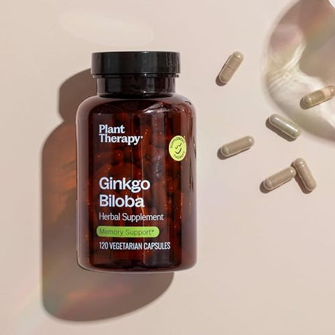 Cápsulas de Suplemento Herbal Ginkgo Biloba, Suporte à Memória – 60 cápsulas - Plant Therapy