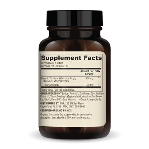 Extrato de Curcumina Orgânica, 30 Porções (30 Comprimidos), Suplemento Alimentar, Apoia uma Resposta Inflamatória Saudável, Não-OGM, Certificado Orgânico pelo USDA - Dr. Mercola