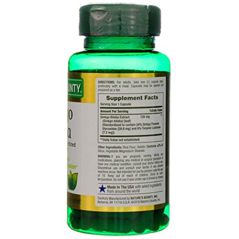 Nature's Bounty - Ginkgo Biloba 120mg – 100 cápsulas | Nb – Tamanho 100ct