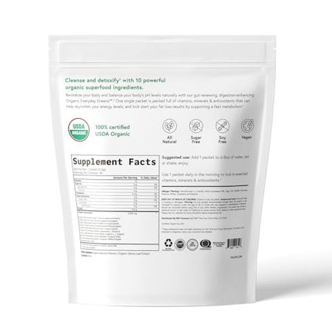 Everyday Greens – Superalimento em Pó de Vegetais Orgânicos – Vegano, Espirulina, Capim de Trigo, Clorela – Sem Glúten, Zero Açúcar – Sabor Menta Maçã – 30g - TRULEAN