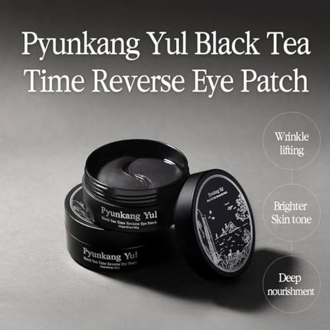 PKY] Black Tea Time Reverse Eye Patch – Anti-Aging, Nutrição Profunda com Colágeno de Baixo Peso Molecular, Combate às Olheiras - Pyunkang Yul