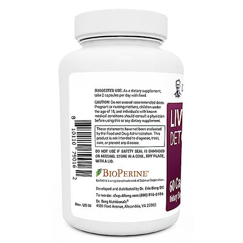 Dr. Berg Nutritionals - Dr. Berg – Cápsulas Detox para Limpeza do Fígado c/ Mistura Única de Cardo de Leite e Bile de Boi
