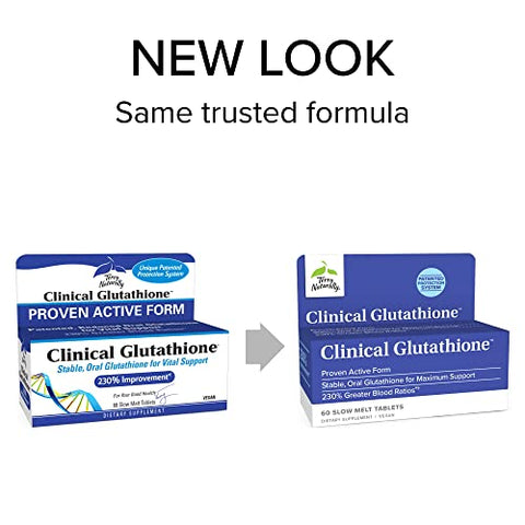 Clinical Glutathione – 60 Tabletes Slow Melt – 300 mg L-Glutathione Estável – Não-OGM, Vegano, Sem Glúten – 30 Porções - Terry Naturally