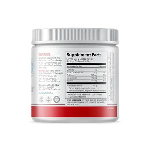 Pó Keto BHB – Framboesa Limonada, 20 Porções – Bebida de Cetonas – Aumente a Energia - Dr. Boz