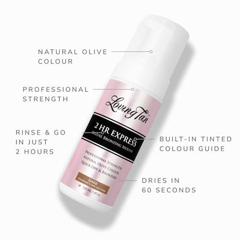 Mousse Express 2 HR Dark – Bronzeado Perfeito, Natural e Profissional – Até 5 Aplicações por Frasco – Cruelty Free - Loving Tan
