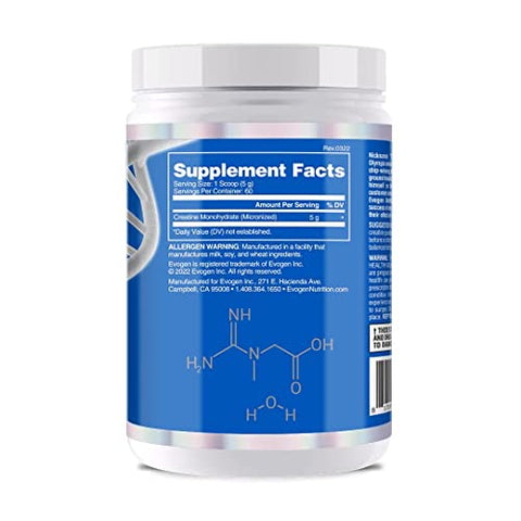 Creatine Monohydrate | Suplemento Premium para Crescimento Muscular, Aumento de Força, Energia Aumentada, Suporte Antioxidante | 100% Creatina Monohidratada | Marca Evogen - Evogen