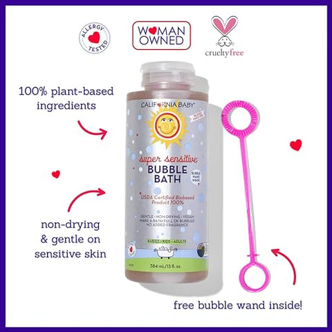 Super Sensitive Bubble Bath | Sem Fragrância Adicionada | Ingredientes 100% Vegetais (Certificado pelo USDA) | Amigável para Alergias | Bebês, Adultos | 100ml - California Baby