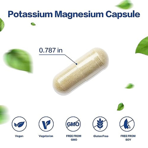 VPKIN - Suplemento de Potássio Magnésio 1000mg, Suporte Vascular, Ósseo, Cardíaco e Muscular com Aspartato de Magnésio, Potássio e Zinco