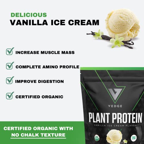 vedge - Vedge Proteína Vegetal Orgânica Certificada Sabor Baunilha (20 Porções) – Pó de Proteína Vegana à Base de Plantas, Orgânico USDA, Livre de Glúten, Nutrição de Proteína Vegetal Não Láctea