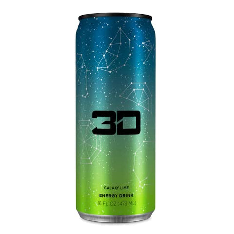 Energy Galaxy Lime | Bebida Energética Sem Açúcar | Energia Pré-Treino | 200mg Cafeína com Taurina e L-Carnitina | 473ml | Pack com 12 | Azul - 3D