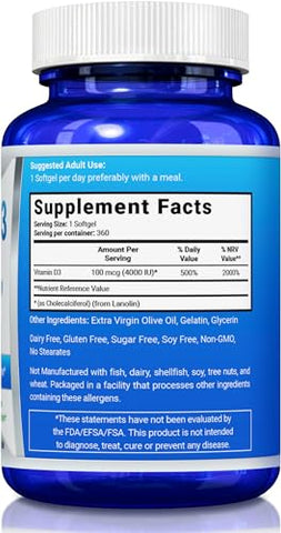 YounGlo Research - Vitamina D3 4000 UI – Suplemento para Fortalecer os Ossos – Marca em Destaque