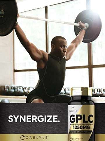 GPLC Glycine Propionyl-L-Carnitine HCL | 1250mg | 60 Cápsulas | Fórmula Avançada para Atletas | Não-OGM, Sem Glúten - Carlyle