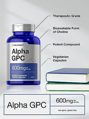 Alpha GPC 600mg | 120 Cápsulas | Vegetariano, Não-OGM | Marca Horbäach - Horbäach