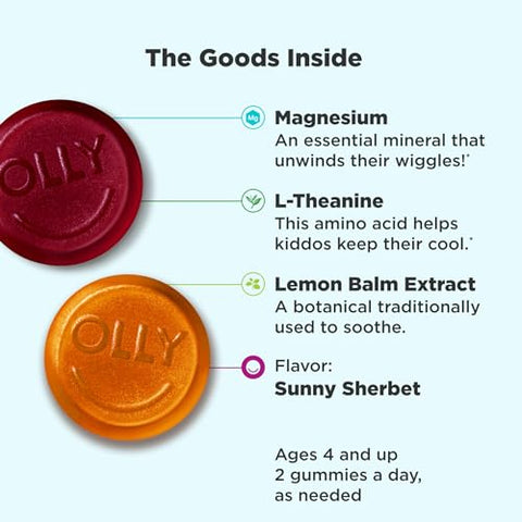 Kids Chillax – Gomas de Magnésio com L-Teanina, Melissa e Sabor de Sorvete – 50 Unidades - OLLY