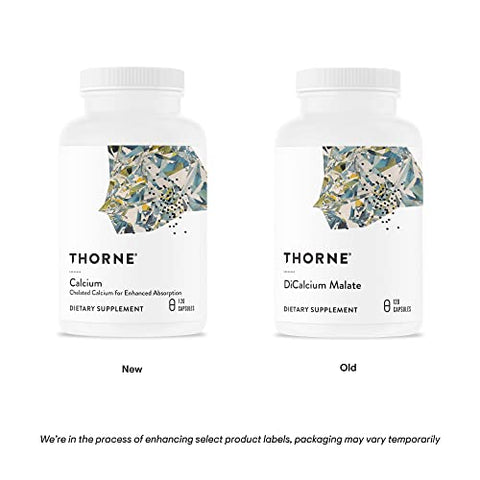 THORNE - Thorne Calcium – Cálcio Quelado para Absorção Aprimorada com DimaCal para Suporte à Densidade Óssea – 120 Cápsulas
