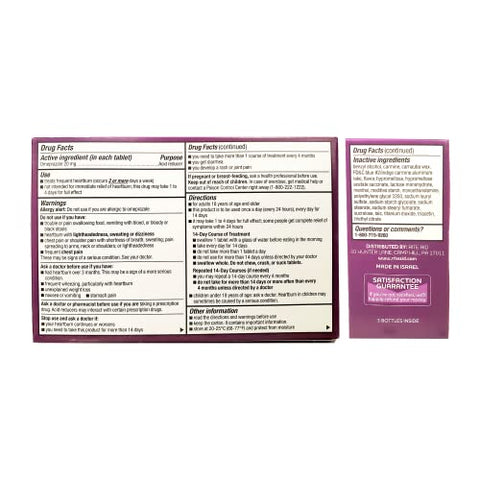Omeprazol Redutor de Ácido – 20 mg, 3 Frascos, 14 Comprimidos Cada (Total de 42 Comprimidos), Sem Sabor, Alívio de Azia, Medicamento para Azia, Trata Azia Frequente - Rite Aid