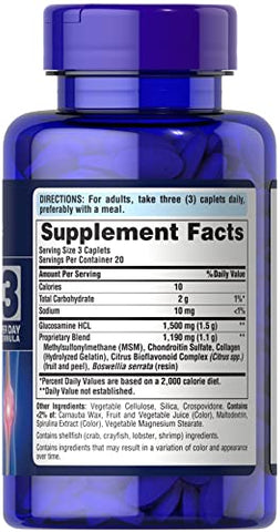 Puritan's Pride - Puritan’s Pride – Joint Soother Dupla Força Glucosamina Condroitina MSM, 60 Comprimidos Revestidos